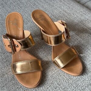 Giuseppe Zanotti Metallic Rose Gold and Cream Women's Heels